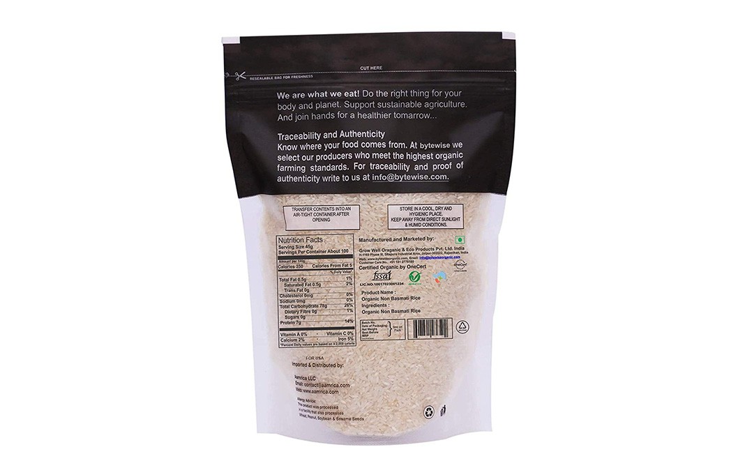 Bytewise Organic Rice Sona Masuri-White    Pack  1 kilogram